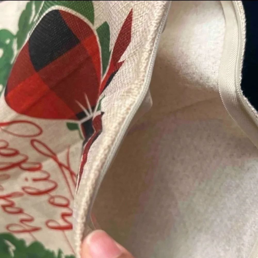 Pillow Cover Set Rustic Christmas Decor Farmhouse Plaid Linen Large Square 17.3”